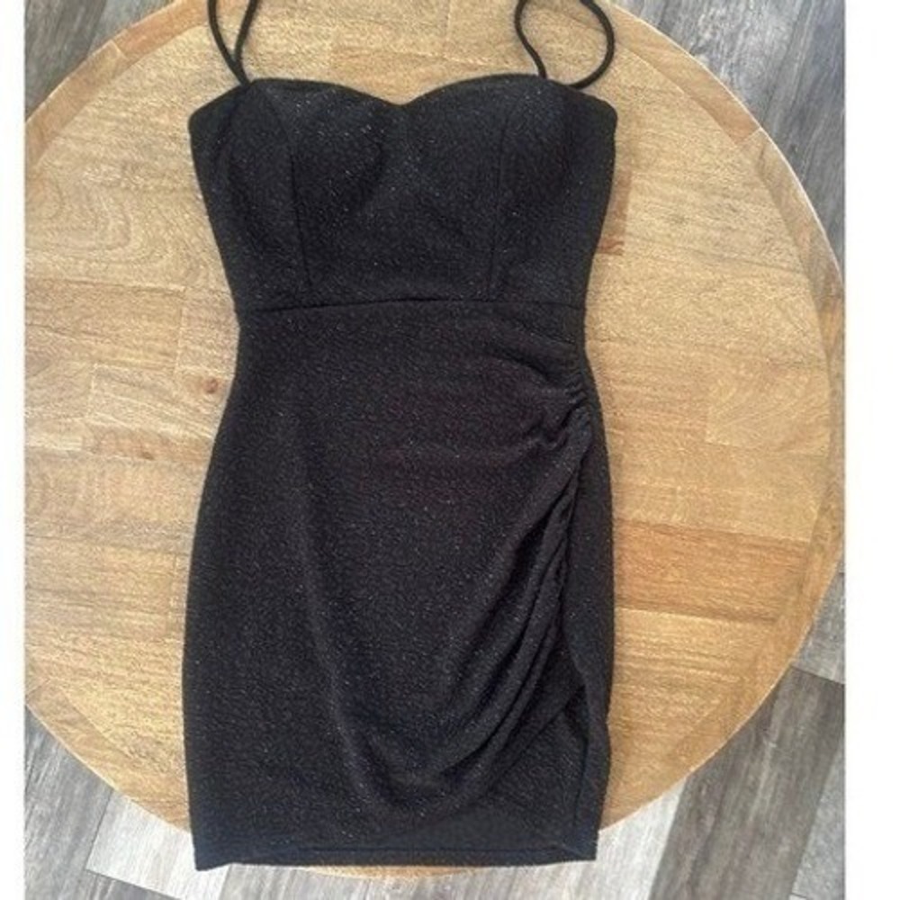 Sparkly Black Strapless Mini Homecoming Formal Little Black Party Dress M